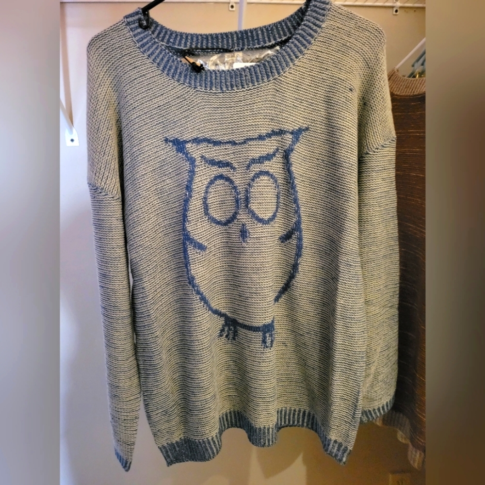 new owl blue sweater